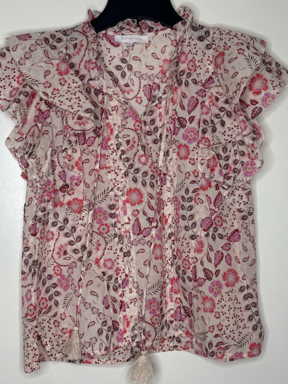 Oliviaceous Floral Ruffle Short Sleeve Blouse